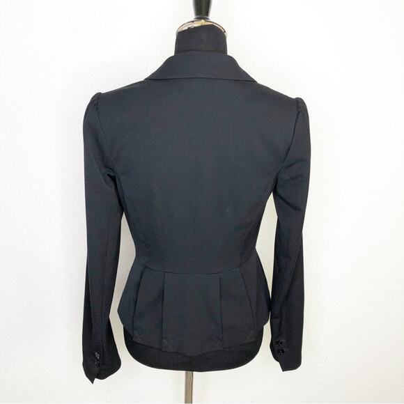 WHBM black pleated peplum hem button front blazer size 2 - Picture 16 of 16